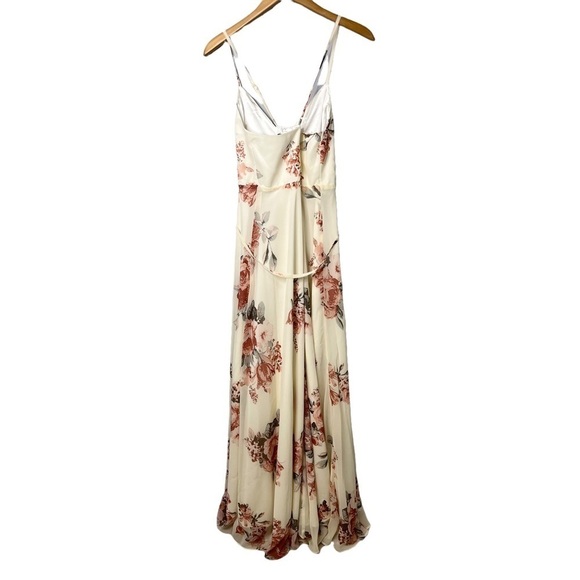 Lulus Wrap Macy Dress Elegantly Inclined Cream Floral Print Size Medium - Picture 4 of 8